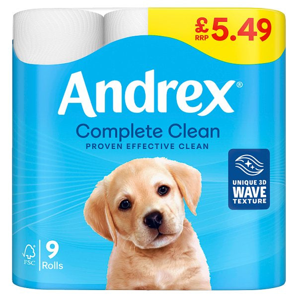 Andrex Complete Clean Toilet Tissue 9 Roll