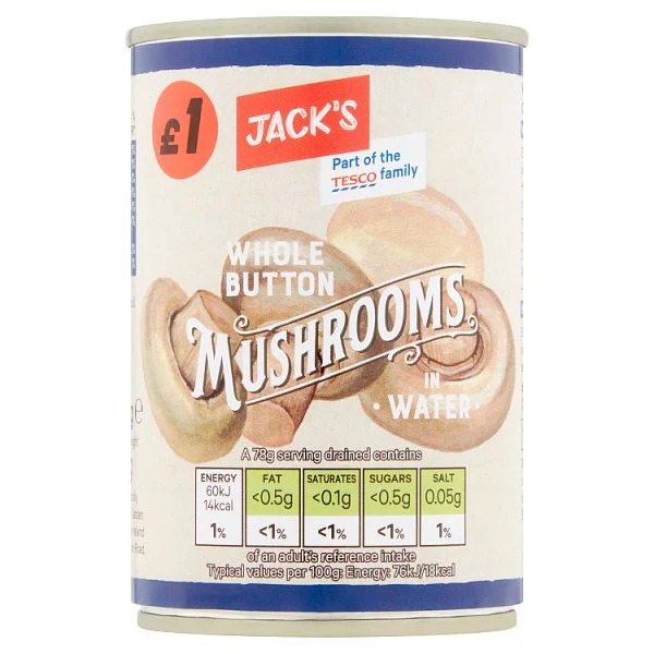 Jack's Whole Button Mushrooms in Water 300g